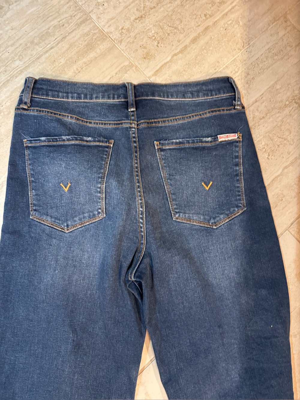 Hudson Jeans Dark Blue Boyfriend Jeans with V-Stitch Back Pockets
